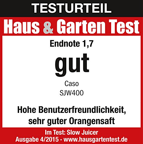 CASO SJW400 Design Entsafter, Slow Juicer für schonendes und sanftes entsaften von Obst, Gemüse und Kräutern, BPA frei - 2
