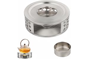 SALUBOHUM Chauffe-Théière, café et Lait, également utilisable commechauffe Tasse et Chauffe-Bougie，Spécialement conçu pour Maintenir au Chaud Les Boissons Chaudes, fabriqué en Acier Inoxydable (Couleur Argent)
