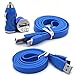 Produktbild Xiaomi Mi 4 und Mi 4 LTE Qualitativ hochwertiger ultra-kompakter kugelförmiger Zigarettenanzünder-Anschluss USB Reise-Ladeadapter fürs Auto mit 1m Anti-Tangle-USB-Flachdatenkabel / Transfer- / Synchronisier-Kabel - Blau / Blue - Von Gadget Giant®