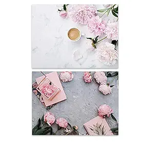 SAVIAURA 1 Sheet 2 in 1 Photography Backdrop 3D Flat Lay Tabletop Double-Sided Photo Background PVC Wrinkle-Free Small Products Photo Shoot (#21- Pink Rose Flowers Rough Surface Pattern)