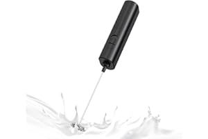ELMWAY Compact Handheld Milk Frother by ELMWAY – Battery Operated Electric Whisk & Mixer for Coffee, Latte & Matcha, Portable and Easy to Use (2 × AA Batteries Required) – Black