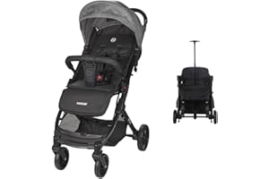 Nania Myla, cochecito compacto de caña de 0 a 4 años (22 kg máximo), ligero (7,5 kg), cochecito urbano, reclinable con una mano en posición alargada, gran cesta de almacenamiento, con trolley de