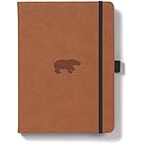 Dingbats* Wildlife Medium A5+ Hardcover Notebook - PU Leather, Micro-Perforated 100gsm Cream Pages, Inner Pocket, Elastic Closure, Pen Holder, Bookmark (Dotted, Brown Bear)