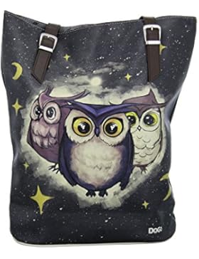 Dogo Shopper Owls Family Handtasche Schultertasche Eulen Schwarz
