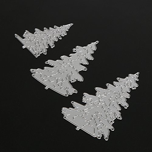 Demiawaking 3Pcs Weihnachtsbaum Schneiden Schablonen DIY Sammelalbum Dekor Papier Karten, Metall Buchzeichen , Metall Lesezeichen als Geschenk fuer Freunde - 3