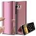 Produktbild HMTECH Galaxy S6 Hülle Luxus Spiegel Mirror Makeup magnetisch PU Leder Schutzhülle Handytasche Tasche mit Standfunktion Flip Hard Case Cover Hülle für Galaxy S6,Rose Gold Mirror PU