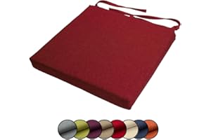 ‎CHILLY PILLEY chilly pilley Stuhlkissen Gartenkissen Gartenstühle Stuhlauflage Stuhlpolster Sitzkissen Abnembar Bezug Mit Reißverschluss Auflage Set Garten Kissen (45x45x5, Dunkelrot)
