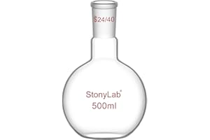 stonylab Pallone di Ebollizione a Fondo Piatto con Collo Singolo Borosilicato in Vetro, con Giunto Esterno Conico Standard 24/40, Matracci da laboratorio Palloni per Ebollizione Boiling Flask, 500ml