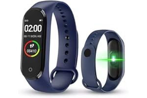 EMK Trading Ltd M4 Smart Bracelet Sports Pedometer Watch Color Screen Fitness Running Walking Tracker Heart Rate Pedometer Smart Band Gym (Blue)