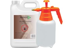 INSIGO 2 Liter + 2 Liter Sprüher Spinnenspray - Hochwirksam gegen Spinnen - Spinnen im Innen & Aussenbereich bekämpfen