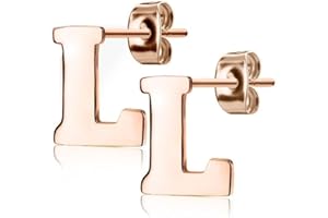 Bungsa Ohrstecker BUCHSTABEN A-Z in Silber oder Rosegold - Alphabet Ohrringe zum Stecken - aus Edelstahl - Ohrschmuck für Damen, Kinder & Herren - A B C D E F G H I J K L M N O P R S T U V W Z