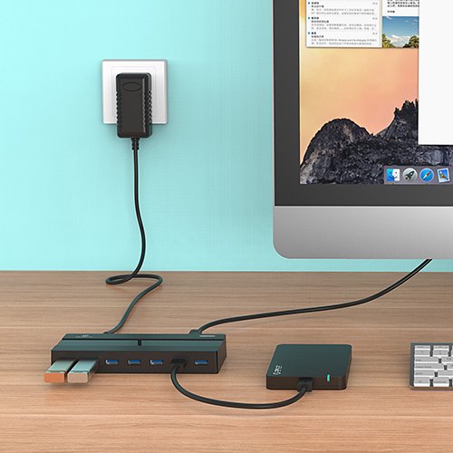 USB 3.0 Hub 7 Datenports SuperSpeed 5Gbps mit 30W Netzadapter und USB 3.0 Kabel 3.3ft USB Hub für Windows XP / Vista / 7 / 8 / 10, Mac OS, Linux und Windows Surface Pro,IdeaPad, MacBook Air, MacBook pro, MacMini, iMac, MacPro, Yoga 910, LG Gram 15 Notebooks und Mehr by POWERILLEX - 7