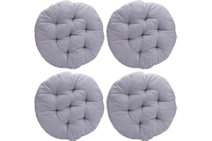 Tutamaz Juego de 4 cojines redondos para silla, cómodos cojines de 40 x 40 x 3 cm, cojín de suelo redondo, para interior y exterior, para comedor, salón, estudio (gris claro)
