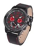 FIREFOX SKYDIVER FFS20-102c schwarz/Carbon Edelstahl Lederarmband Dornschließe Herrenuhr Chronograph 10 ATM Prüfdruck