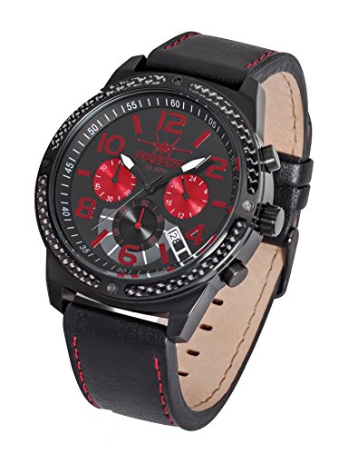 FIREFOX SKYDIVER FFS20-102c schwarz/Carbon Edelstahl Lederarmband Dornschliee Herrenuhr Chronograph 10 ATM Prfdruck FIREFOX SKYDIVER FFS20-102c schwarz/Carbon Edelstahl Lederarmband Dornschliee Herrenuhr Chronograph 10 ATM Prfdruck