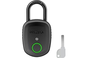 Fingerprint Padlock with Key Backup, 2keys, Prezlock, Smart Padlock with Keyless Biometric, Suitable for Outdoor and Heavy Duty, IP65 Waterproof. Graphite