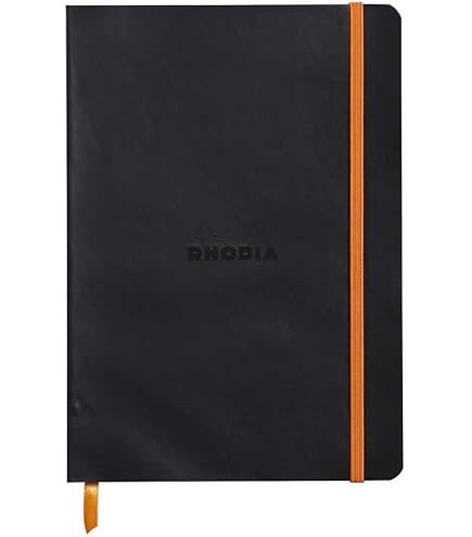 Rhodia Webnotebook A6 - Black Faux Leather Lined Notebook With 192 Pages Ivory Paper