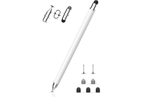 MEKO Stylet Tactile Magnétique 3 en 1 Stylet pour Tablette avec Embout en Fibre, Caoutchouc et Disque, Compatible avec Tous Les Tablettes/Téléphones comme iPhone/iPad/Samsung/Huawei/Xiaomi - Blanc
