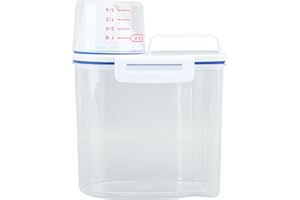 ‎FABATER Hermetyczny Pojemnik do Przechowywania Ryżu, Suchy Pojemnik na mąkę zbożową o Pojemności od 3 do 5 Funtów, Dozownik Karmy dla Psów i Kotów z miarką, Bez BPA (1,5kg Biały)