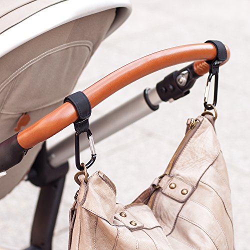 2er Pack Kinderwagenhaken | Kinderwagen Haken | Taschenhalter | Befestigungshaken Für Wickeltasche, Einkaufstasche | Karabiner mit Klettverschluss | Kinderwagenbefestigung | Stroller hooks von Paents - 5