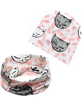 iZiv Babybekleidung Schals Niedliche Baby Kleinkind Kinder Cartoon drucken Hut Kappe Mütze + Schal Warp Set für...