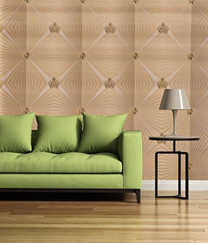 KONARK Decor, 3D Geometrical, Wallpaper, Gold Color ( 57 sqft per roll )