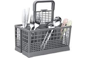 SQOON Spülmaschinenkorb, universaler Besteckkorb,Klappbarer Gitterdeckel, Kunststof 240mm x 135mm x 125mm, Korb, Besteckkorb Spülmaschine, Besteckkorb, Besteckkasten,Grau