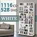 Price comparison product image 1116 CD/528 DVD Storage Shelf Rack Unit Adjustable Book Bluray Video Games(White)