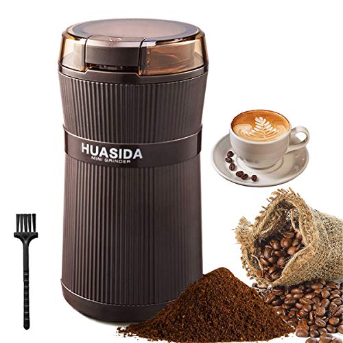 Moulin à Café Électrique,Hong Ren Moulin à Café 200W avec Lames en Acier Inoxydable, Facile à Nettoyer,pour les Grains, Noix,Poivre, épices, semences de café et autres,60g 12 Tasses