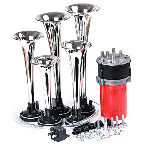 Buy YoiYee Super Loud 5 Trumpet 150DB Dixie 12V Air Horn Kit With
