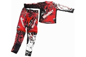 WINNET Completino per Mini Moto Cross da Bambino (Rosso, 8 Anni)