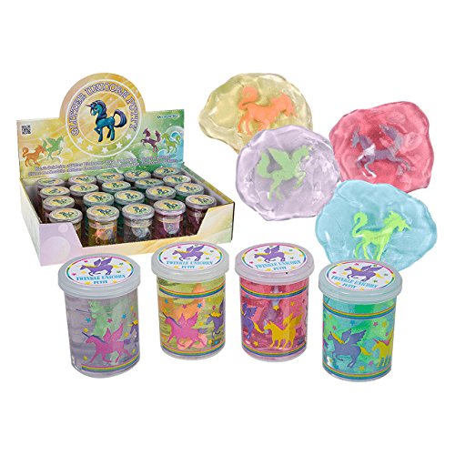 4x Einhorn Schleim Knete Glitzer Förmchen Mitgebsel Kindergeburtstag