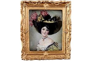 Melody Jane Dolls Houses Accesorio Miniatura Casa De Muñecas Victoriana Mujer Cuadro Cuadro Marco Dorado