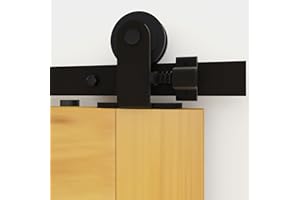 CCJH 6FT/182cm Interior Sliding Barn Wood Door Hardware Closet Track T Shape Hangers Kit Single Door