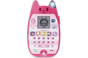 VTech - Gabby et La Maison Magique, Le Smartphone Éducatif, Téléphone Portable Enfant avec Écran Rétroéclairé, 4 Jeux, Oreille de Chat Lumineuse, Cadeau Enfant de 3 Ans à 7 Ans - Contenu en Français