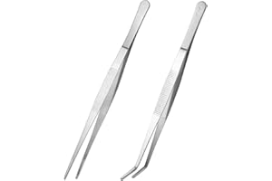 VORCOOL 2 stücke Edelstahl Gerade und Gebogene Zangen Pinzetten Fütterungszangen für Reptil Schlangen Lizards Spider