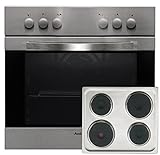 Großer Garraum mit 69 Liter Amica EHE 12503 E Herd-Kochfeld-Kombination/A / 0.79 kWh / 69 L/Steam Clean Reinigungsfunktion durch Wasserdampf/moderne Knebel/edelstahl