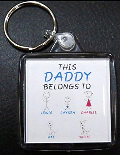 This Daddy belongs to... Customisable Keyring - suitable for up to 8 names. Perfect for Father's Day, Birthday, Christmas or a Gift.