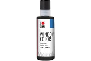 Marabu 04060004873 - Window Color fun & fancy, Konturenfarbe soft schwarz 80 ml, auf Wasserbasis, ablösbar auf glatten Flächen wie Glas, Spiegel, Fliesen und Folie