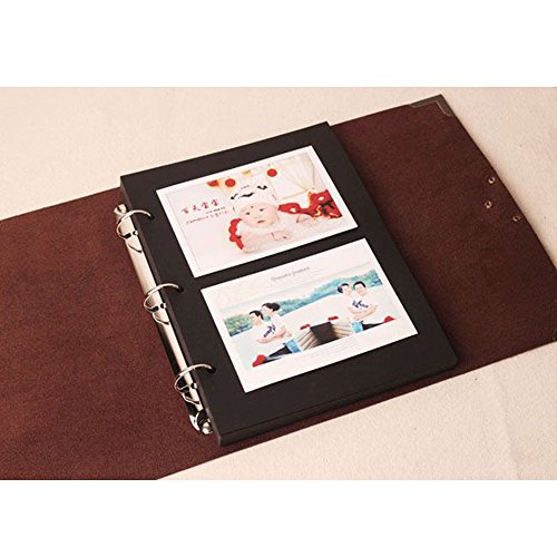 saibang Retro Design DIY Album, Scrapbook Vintage Foto Album mit Schloss, Jahrestag Scrapbook DIY Foto Alben für Valentinstag und Weihnachten Geschenke, schwarz, L - 6