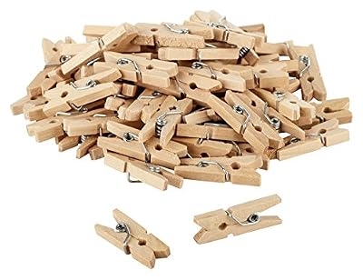 itenga 80 x Itenga Pinces 2,5 cm décoratif en bois Mini Pinces à Linge en Bois Pinces à linge mini pinces à linge en bois Pinces décoratives, pinces de zier, dimensions : env. 2,5