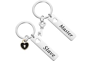 BAUNA Couple Gifts for Boyfriend and Girlfriend Master Slave Keychain Funny Matching Couple Keychains Set for Him and Her