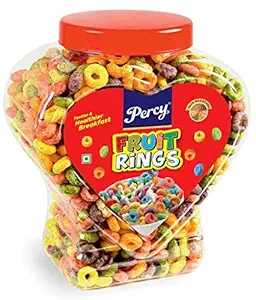 Percy Breakfast Cereal, Fruit Rings, Multigrain, Jumbo Jar [Mix Fruit Loops Flavoured, High Fibre and Multigrain] Jar, 340 g