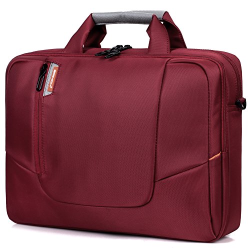 BRINCH 17,3 Zoll neue weiche Nylon stoßfest Laptop Computer Umhängetasche Messenger Bag Aktentasche mit Taschen & Griffe und abnehmbaren gepolstertem Schulterriemen für 17 – 17,3 Zoll Laptop / MacBook / Notebook / Chromebook / Tablet Computer, Rot - 8