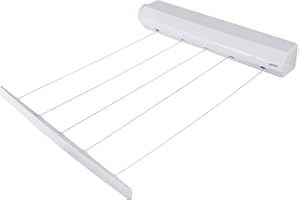 Minky 5 Line Retractable Washing Reel, 22 Metre Washing Line, Wall Mounted for Indoor Use, Clothes Line, White