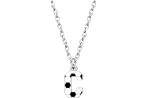 Astellea Football Gifts for Girls Boys Initial Necklace for Soccer Players Lovers Coach Fashion Football Letter Necklace Christmas Birthday Party Jewelry Present for Son Daughter Teenage