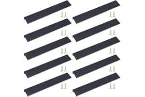 JNRFTY 10Pcs Mount Finger Edge Pull,Hidden Drawer Pulls,Aluminum Hidden Handle Concealed Tab Pulls for Home Kitchen Door Drawer Cabinet (Black,200mm Total Length)