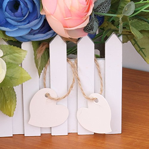 LUOEM 100pcs Kraft Papieretiketten Hängen Tags Liebesherz DIY leere Blätter Dankeschön-Karte weiß - 4