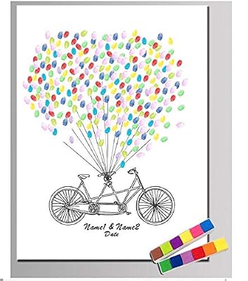 NOVAGO Tableau (Toile) à Empreinte pour Les invités pour Les événements comme Mariage, Anniversaire, baptême, Communion. (Deux Cartouches colorées offertes) (30x40 cm, Ballon)