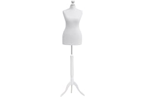 H & H TRADERS White Female Tailors Mannequin Display Bust Dummy FOR Dressmakers Fashion Students With A White Wood Base (Size 42/44, UK 16)